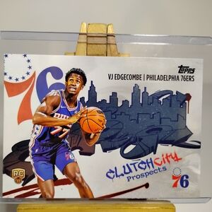 Topps VJ Edgecombe Rookie Card — Philadelphia 76ers — Blue/White